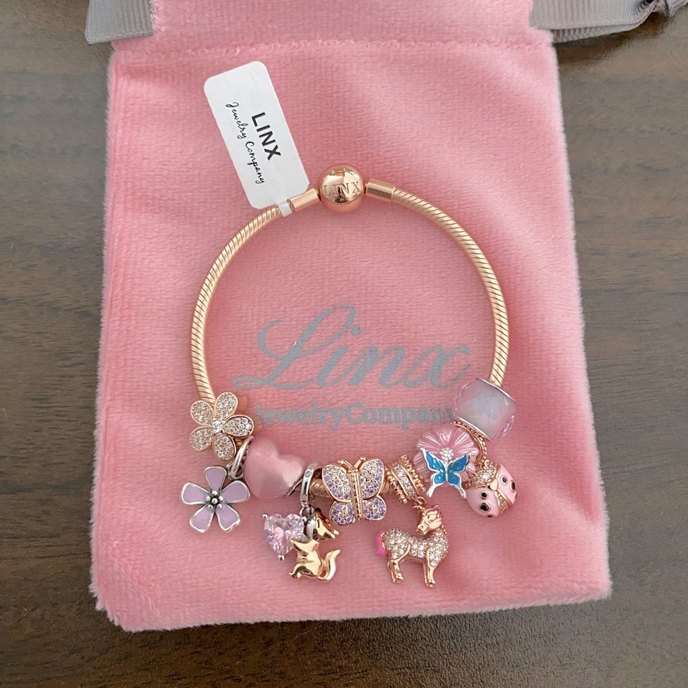 Linx Rose Gold Bracelet with Pink and Rose Gold Themed Charms